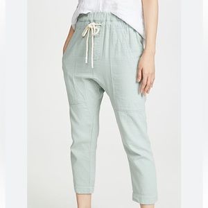 Bassike Herringbone Utility Pants In Sage Green